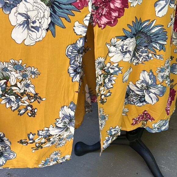 MUSTARD YELLOW FLORAL MAXI DRESS  SIZE S M L  BNWT - Picture 3 of 10
